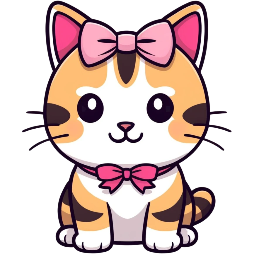Cute pink bow on a tabby cat  emoji