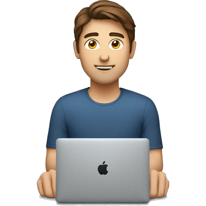 brown haired guy programming on macbook emoji