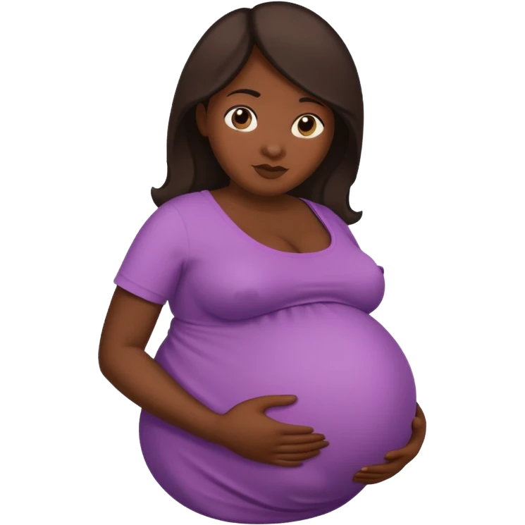 very heavily pregnant overdue woman with unnaturally very large belly emoji
