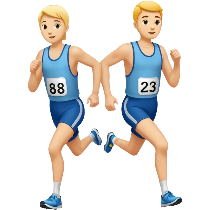 two people in a footrace wearing bib numbers emoji