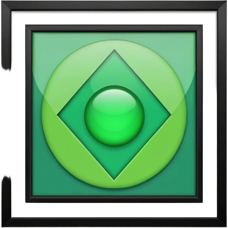 brown frame with green art emoji