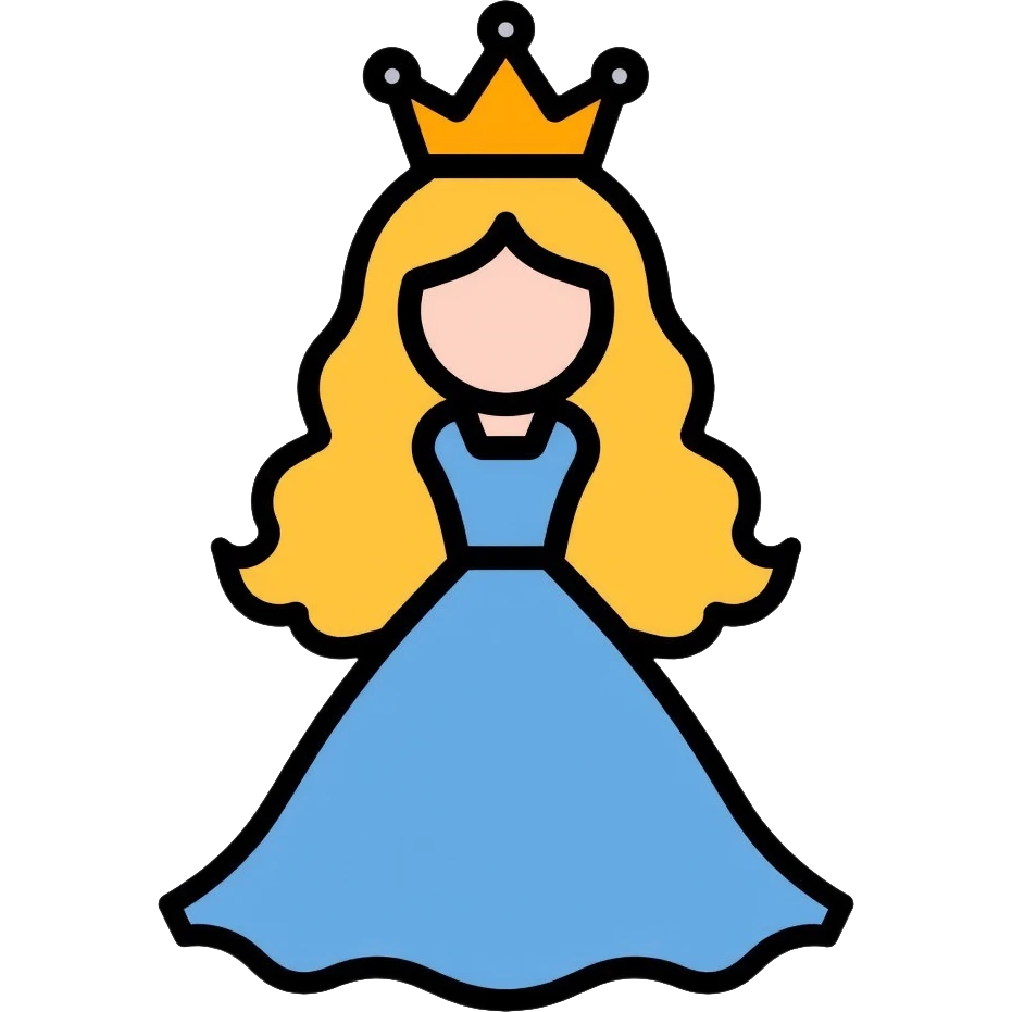 Glinda the Good Witch, blonde hair, blue dress, crown, and bubble emoji