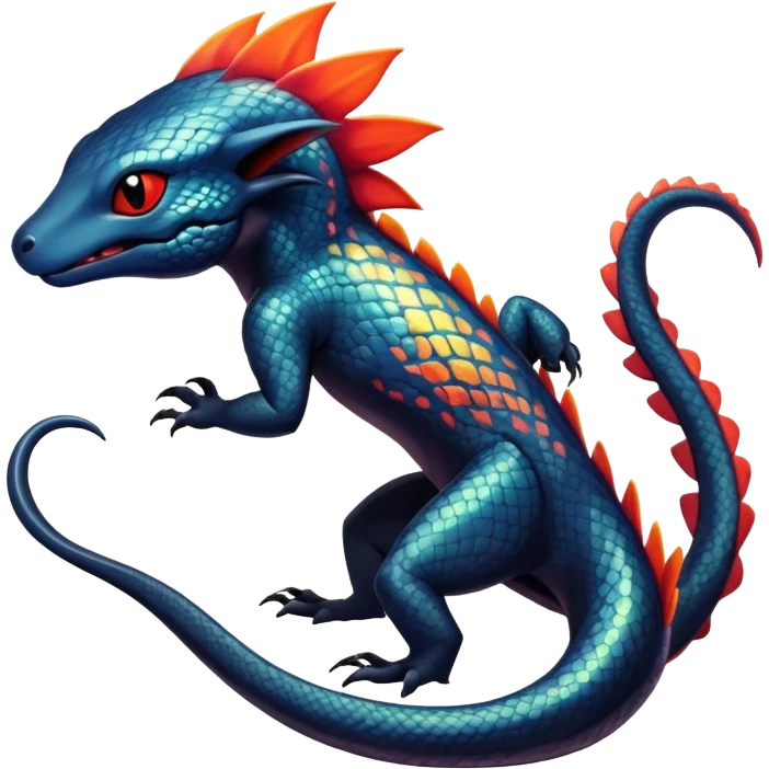 Colorful Dark Shiny Exotic Salandit-Quilava-Fakémon-hybrid-creature (full body)  emoji