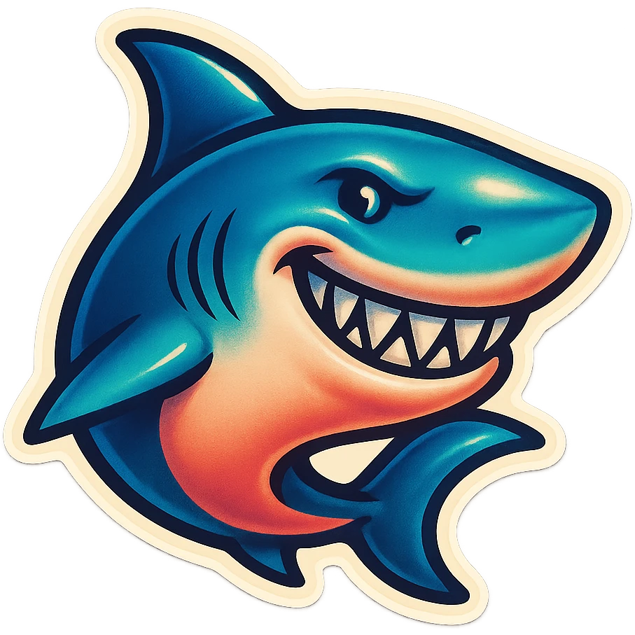 A SHARK WITH A GRIN emoji