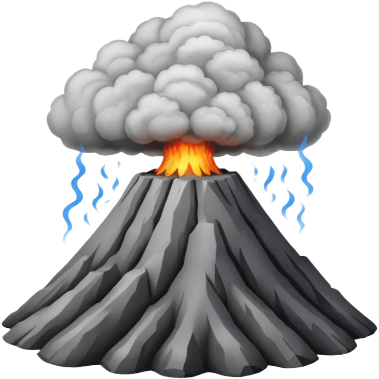 dry volcano, smoke emoji