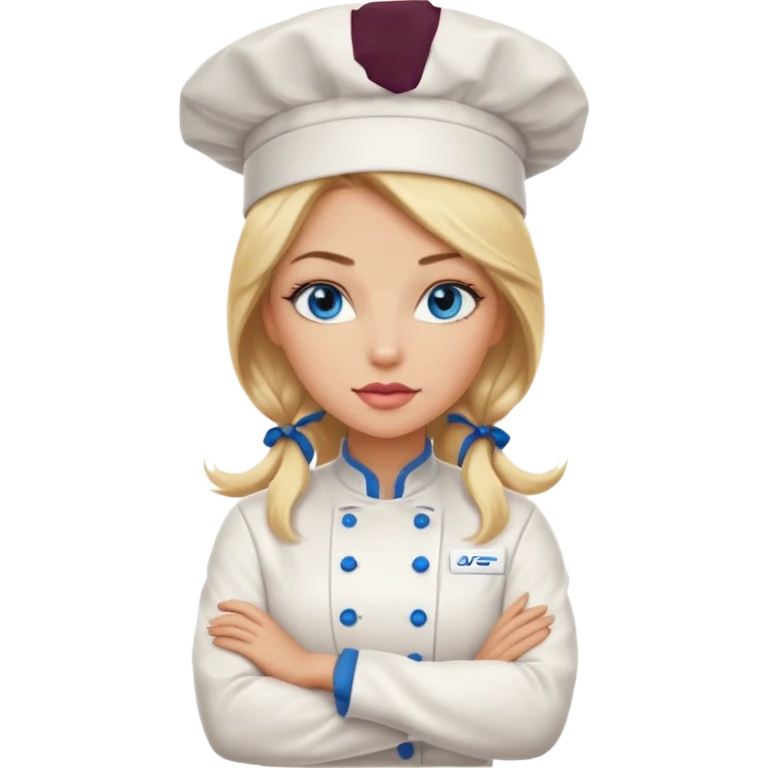 Beautiful, sexy,  long blonde hair, blue eyed, full lips female chefarms folded  emoji