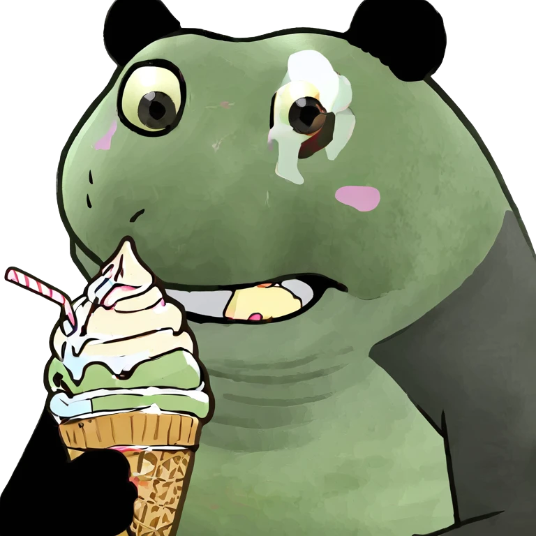Panda eating ice cream emoji