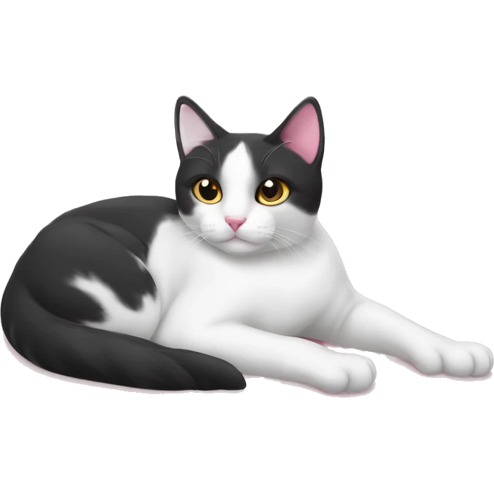 pink and white tuxedo cat laying down  emoji