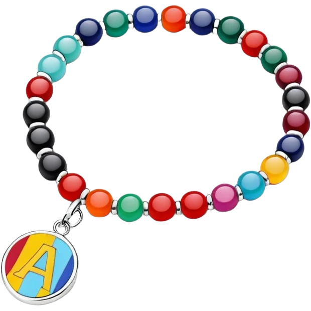 colourful alphabet flat round beaded bracelet  emoji