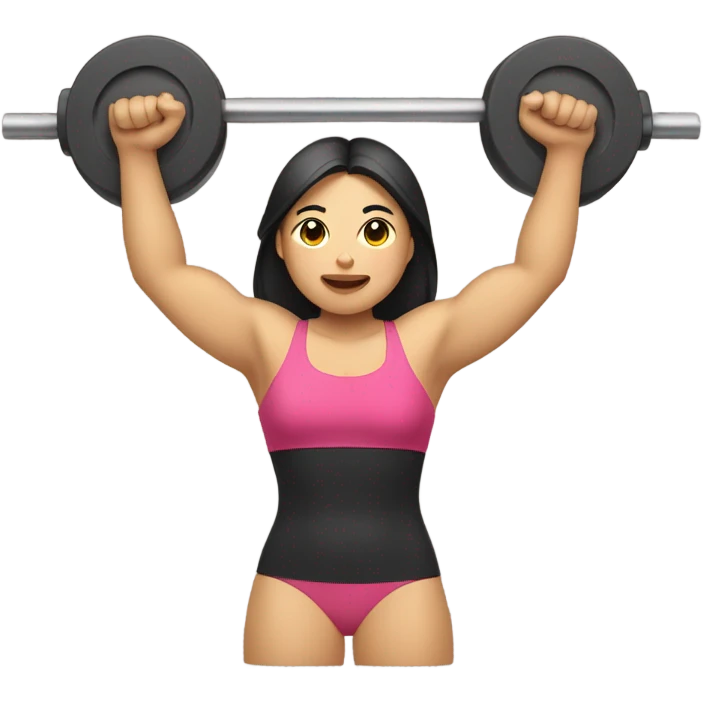 Asian Woman with Spaghetti arms lifting weights emoji
