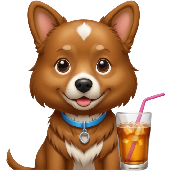 Chien avec une boisson emoji