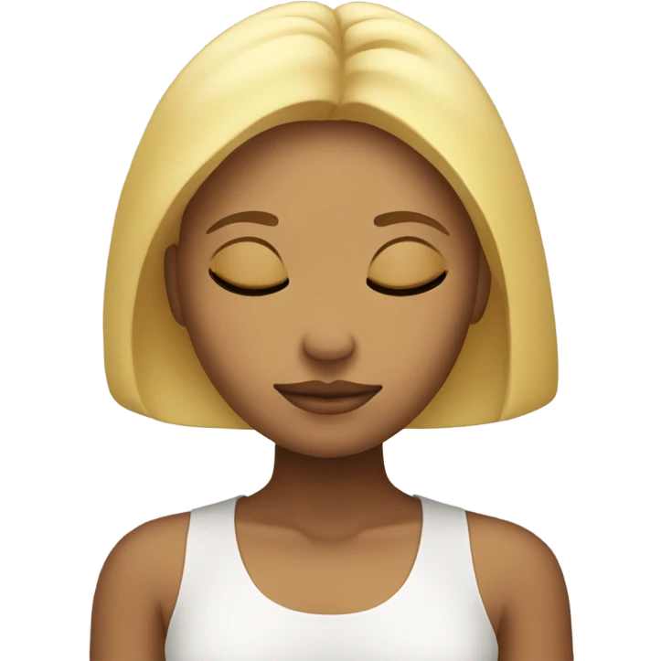 blonde girl with closed eyes, meditating  emoji