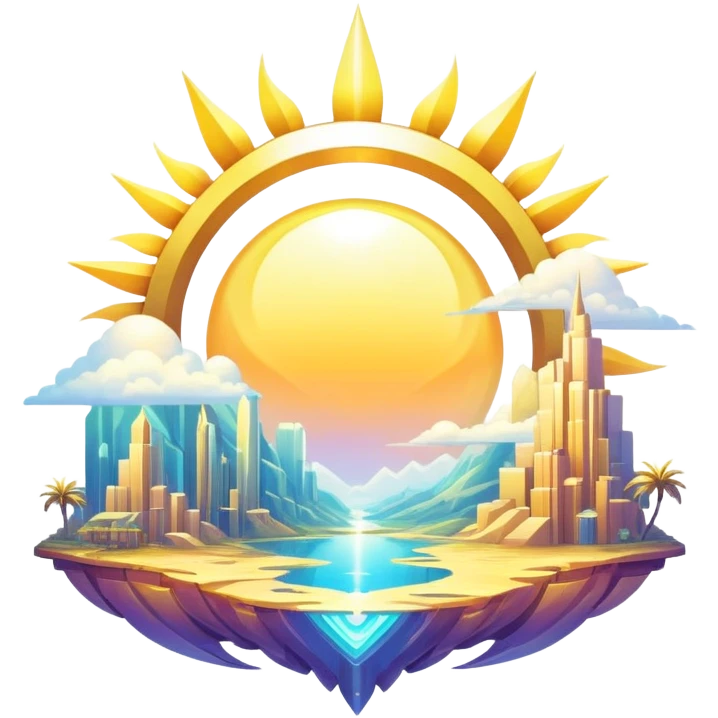 Epic complex detailed iridescent gradients white golden bright light solarpunk sunny aesthetic-scenery emoji
