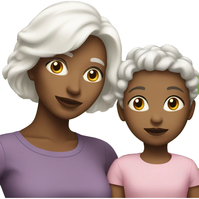 mother with daughter with white hair emoji