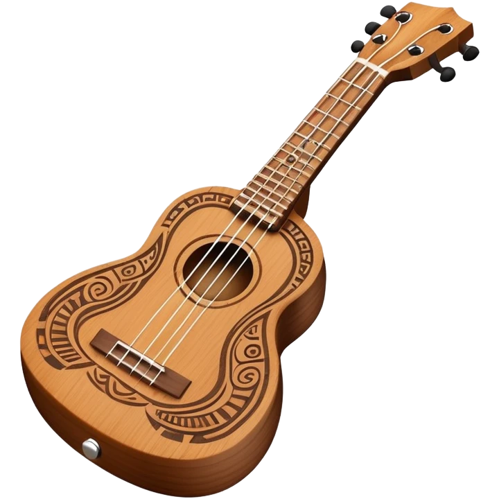 Ukulele with tribal Hawaiian carvings emoji