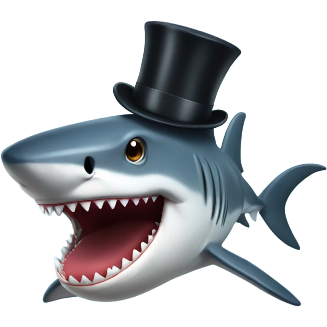 Shark with a top hat emoji