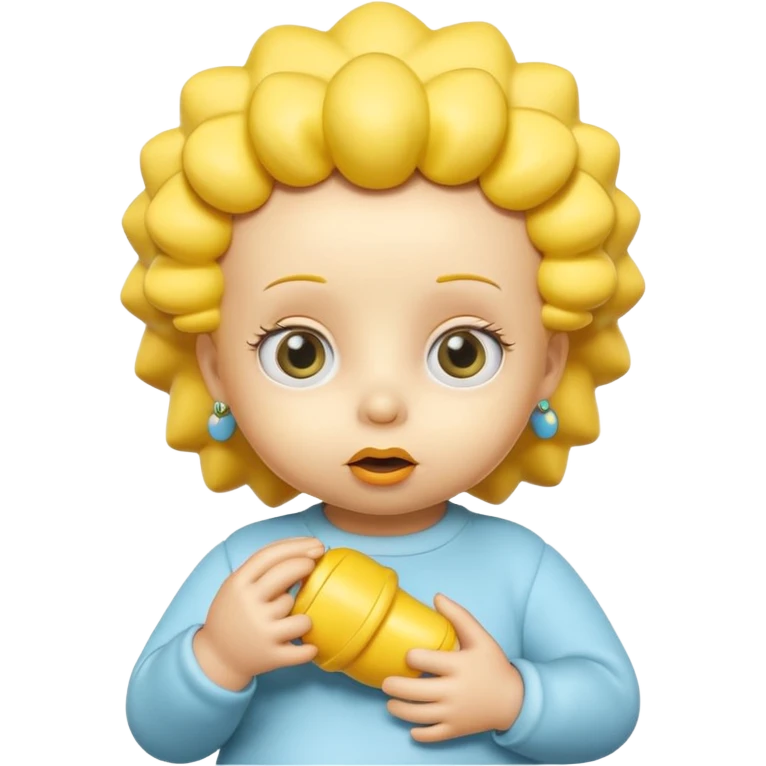 A 3D cartoon baby character fully yellow skin, styled like Maggie Simpson, with pacifier, big eyes, smooth shading, Memoji-style rendering, consistent with other yellow Simpsons characters. emoji