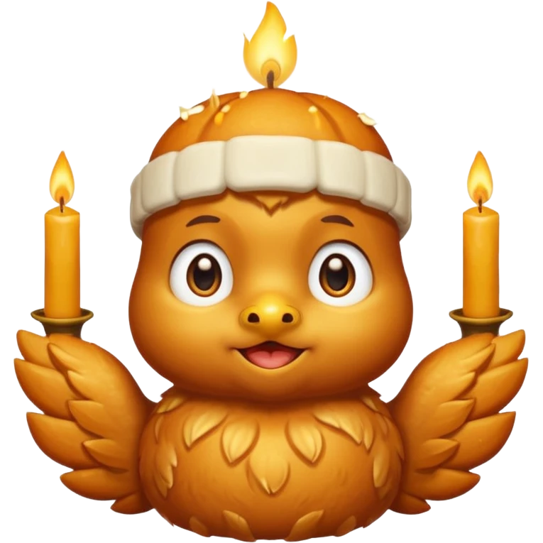 Orange chicken with a candle on his head  emoji