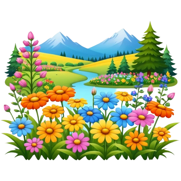 countryside garden with wildflowers emoji
