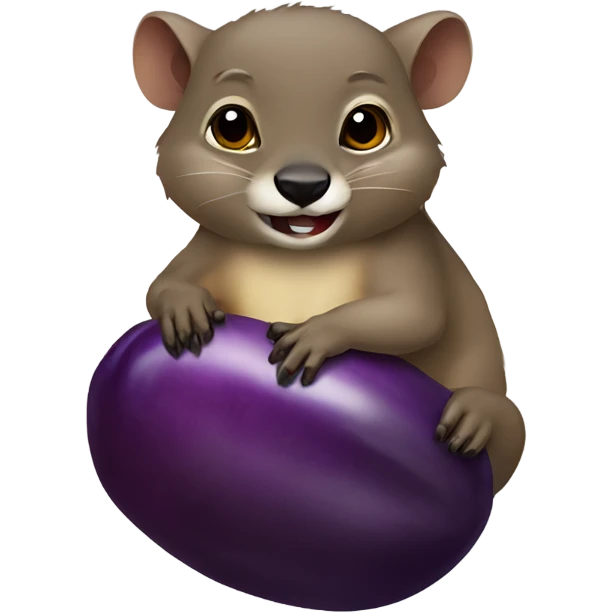 Rock hyrax holding an eggplant emoji