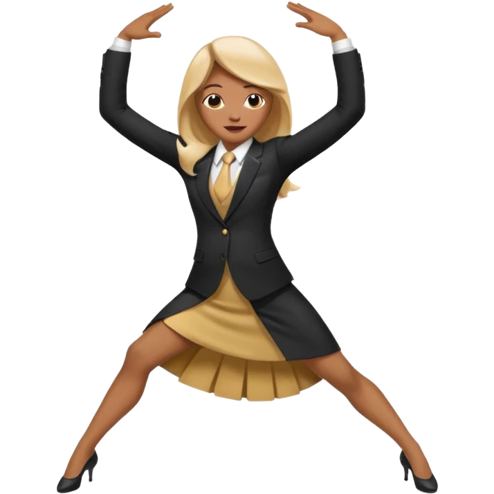 Person in splits dabbing at the same time in a dress suit emoji