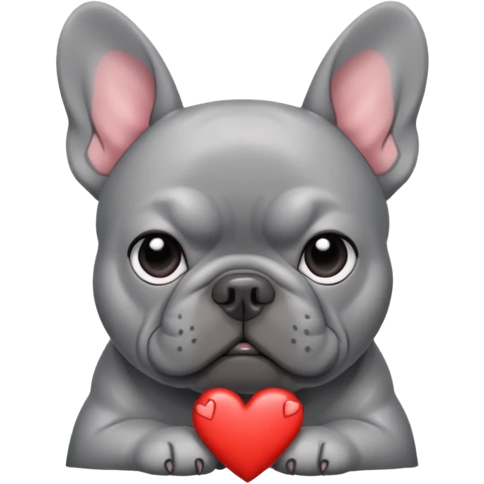 All grey French bulldog with broken heart emoji