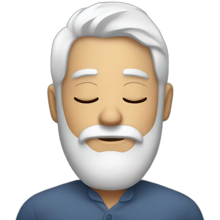 Man with gray hair and white beard sleeps and dreams emoji