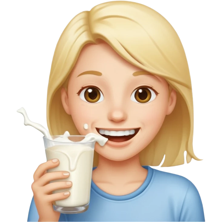 Happy emoji with milk spilling from mouth emoji