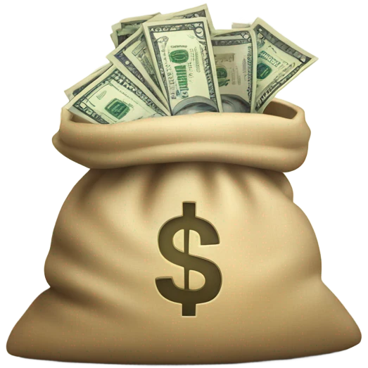 Bag of money with cash stacks  emoji