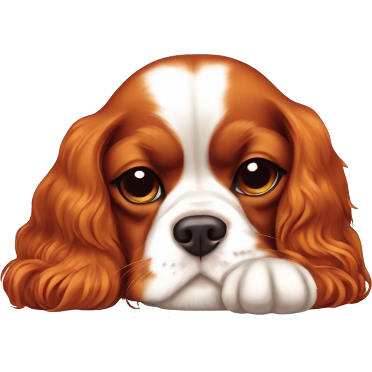 Cavalier King Charles spaniel sleeping color ruby  emoji