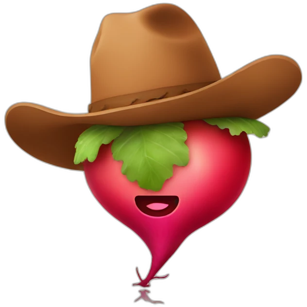 Red radish in a cowboy hat emoji