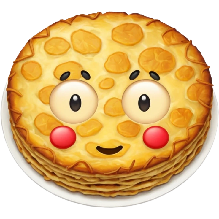 swiss rösti, round, gold and crispy, NO eyes and mouth emoji