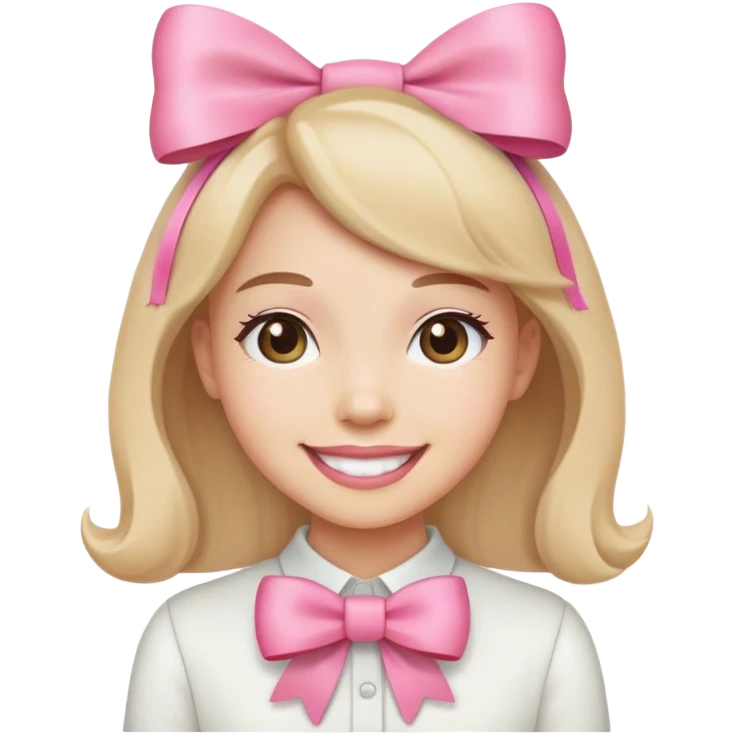 Smile with a pink bow emoji