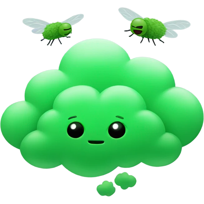 Green cloud with flies  emoji