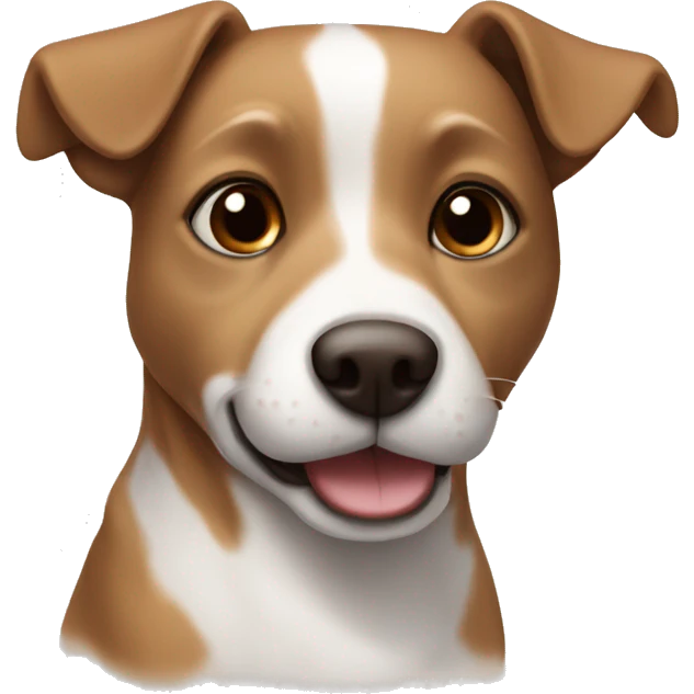 Small brown and white dog with short ears and small nose emoji