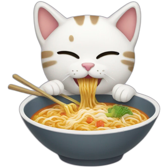 cat eating ramen emoji