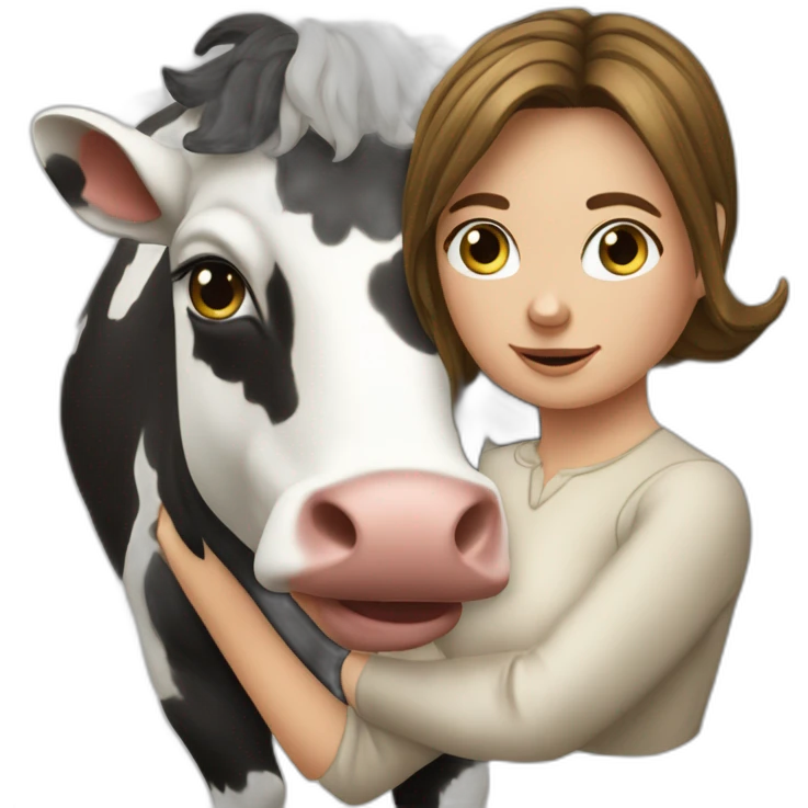 Justine bibber sur une vache emoji