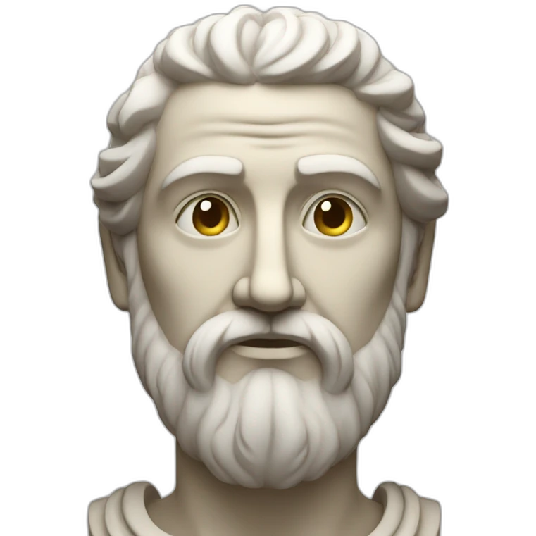 Stoic statue man with beard and centre head emoji
