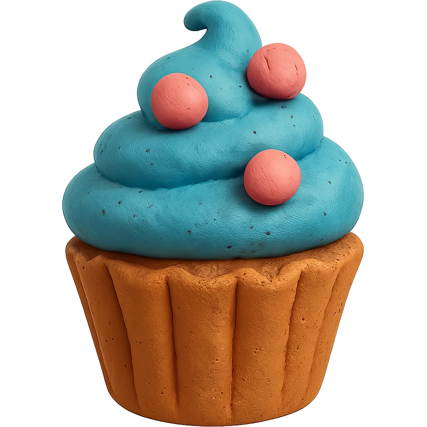 claymation style cupcake emoji