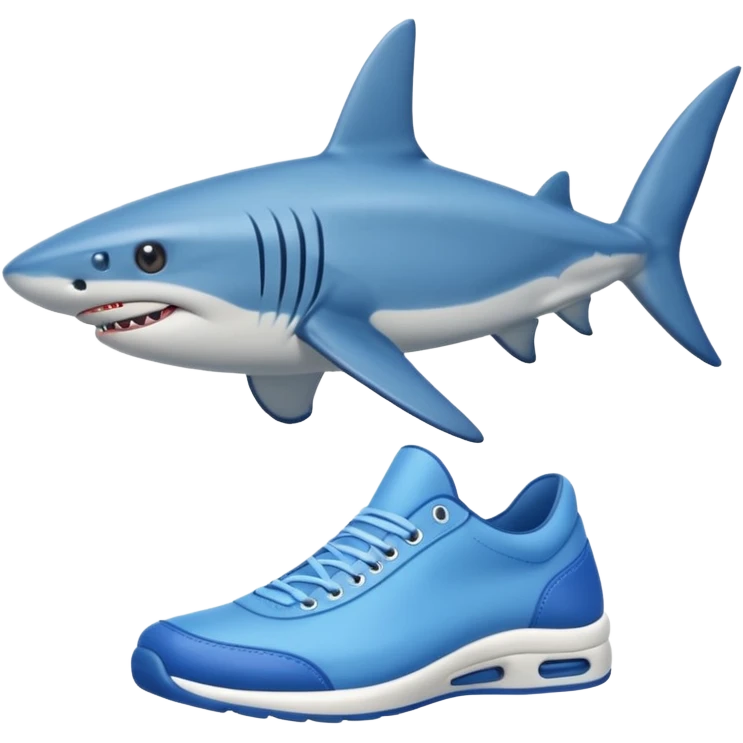 A blue shark with 4 legs and with blue shoes on emoji