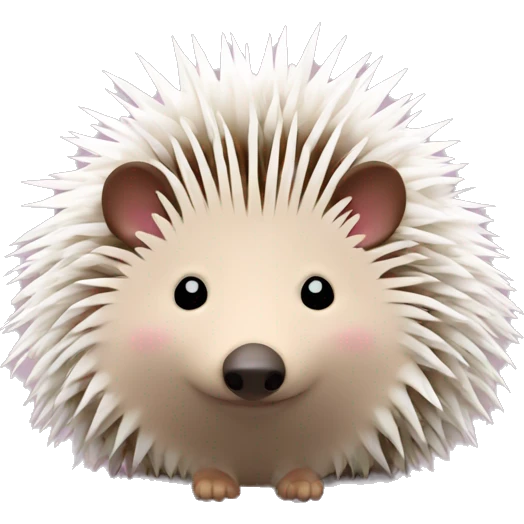 Hedgehog white brown quills one pink ear one brown ear different colored ears  emoji