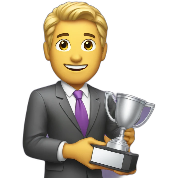 television game show host holding a trophy emoji