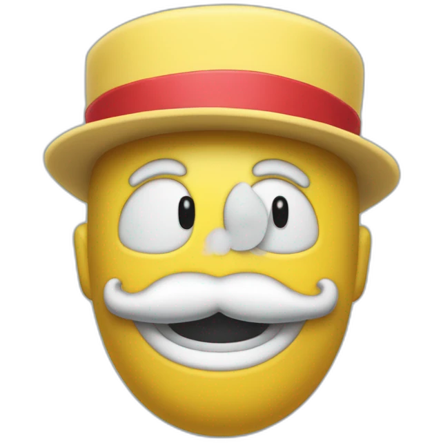 bonhomme moustachu en moule bite levant le bras droit vers le ciel emoji