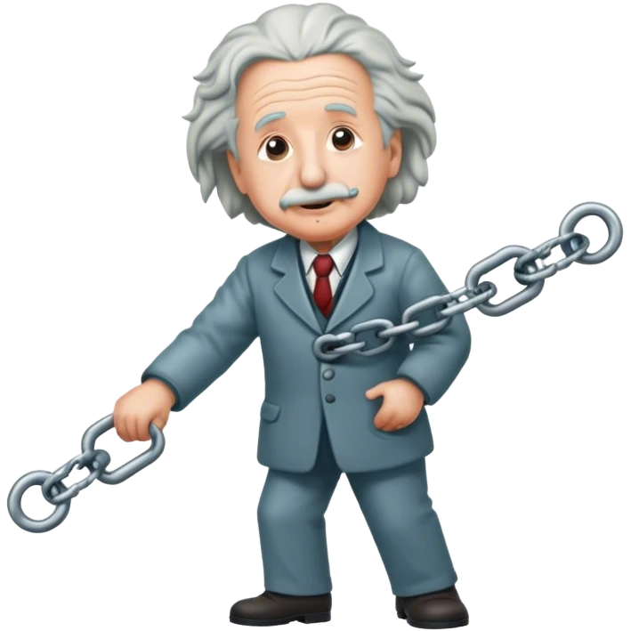 Albert einstein pulling on a chain emoji