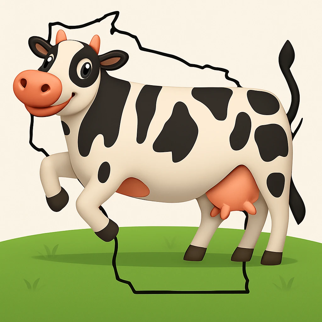 Add the outline of the state of Wisconsin in the background behind the cow and grass field emoji