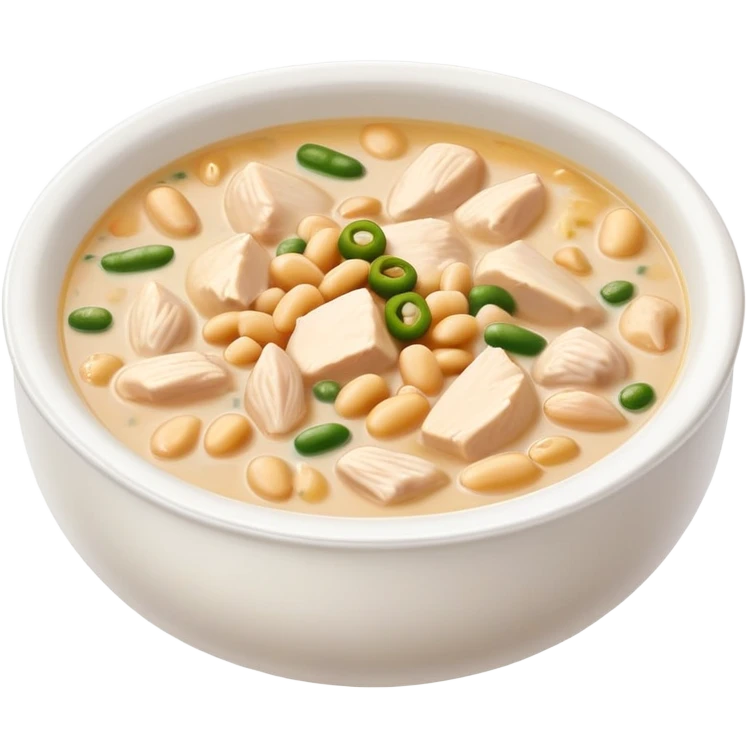 Bowl of white chicken chili soup emoji