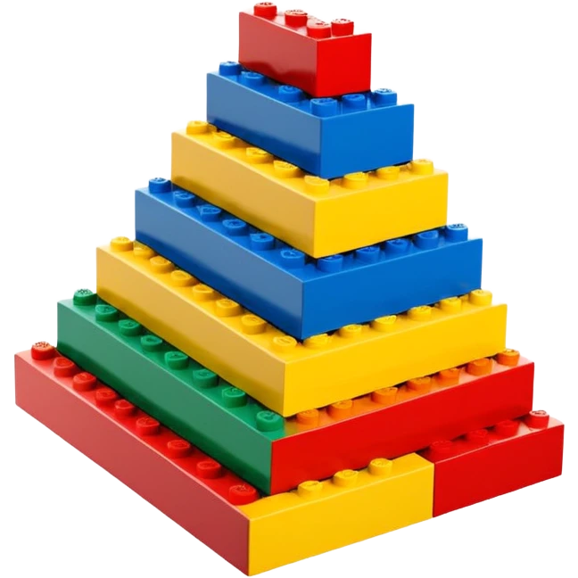 6 to 7 lego blocks stacked like stairs, vivid colors, cute and simple style emoji