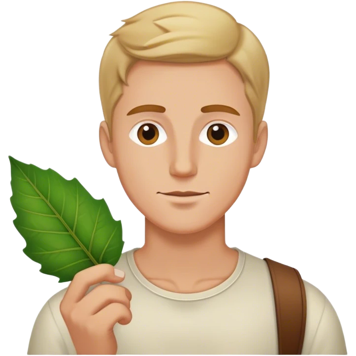 white man with leaf in hand emoji