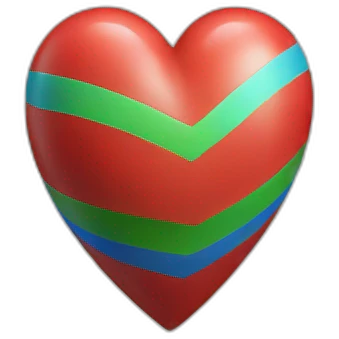 ios heart with blue red and green stripes  emoji