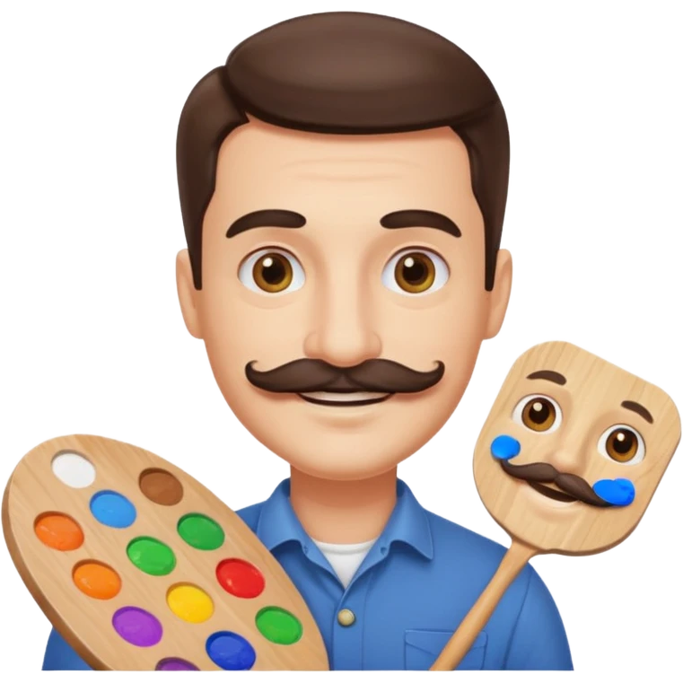 artist with palette and moustache smiling emoji